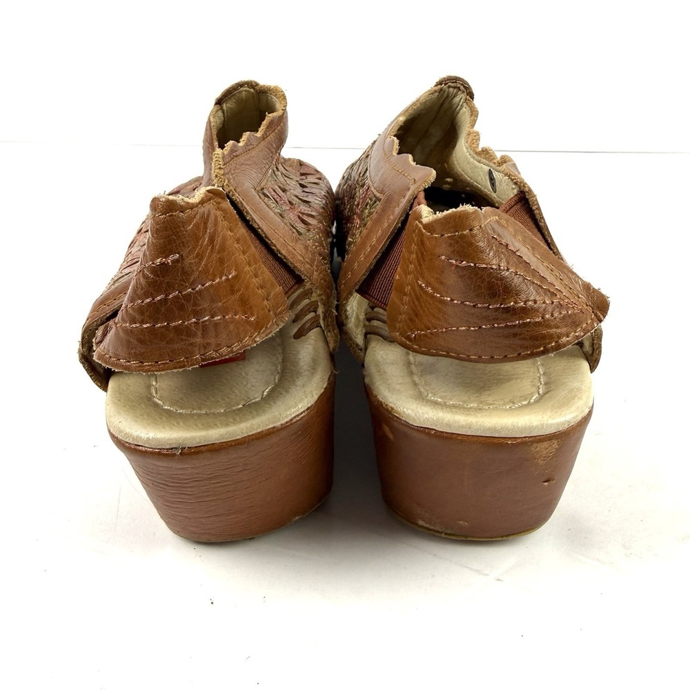 Pikolinos Romana Shoes 38 Brown Floral Cutout Slingback Colorful Boho Chic - Picture 5 of 10